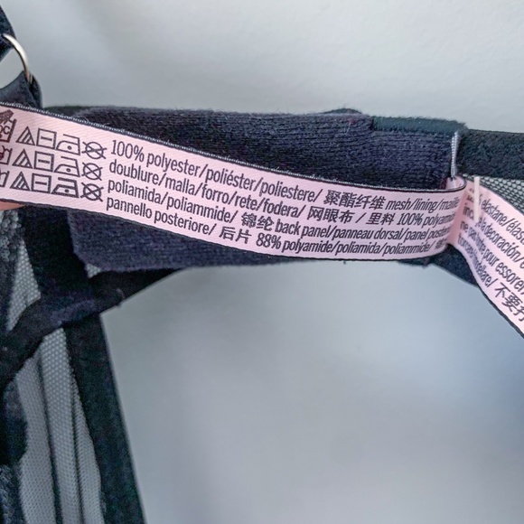 Victoria's Secret Black Mesh Bustier with Rhinestone Bow - Picture 4 of 6